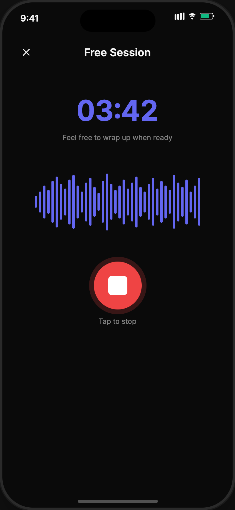 Vox6 recording screen with live waveform
